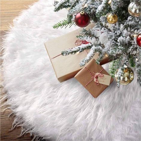 Vtizikl Tappeto Gonna Copertura Base Albero Di Natale 78cm Peluche Bianco Effetto Neve - (1/4)