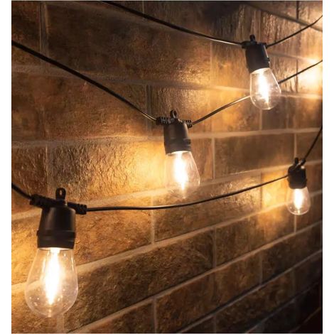 catena solare da esterno eurogarden con 10 lampadine led a luce calda, luminosita' regolabile, 8 modalita' 5w 7 mt
