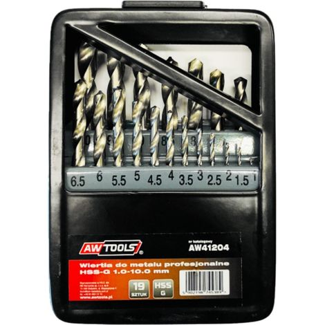 Juego de brocas metal awtools hss-g 19 piezas 1.0-10.0 mm (1/2)