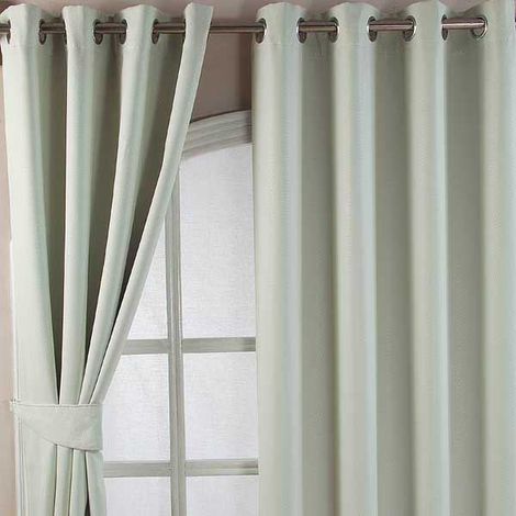 HOMESCAPES Ivory Herringbone Chevron Blackout Curtains Pair Eyelet Style, 90x72"