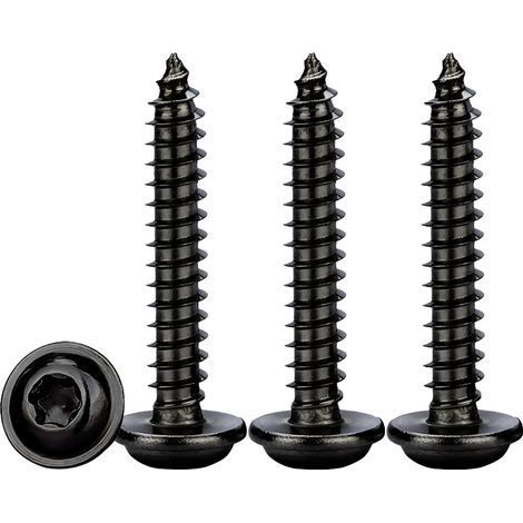 Vis à Tôle Autoperceuses M4x20mm,50 Pièces Vis Autoforeuse Torx avec Rondelle Acier Inoxydable A2 V2A Noir Vis Bois à Tête Bombée Plate Dureté élevée,Entièrement Fileté (1/5)