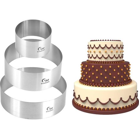3-Piece Round Pastry Circle, Diameter 10/15/20 cm, Height 6 cm, Stainless Steel (1/5)