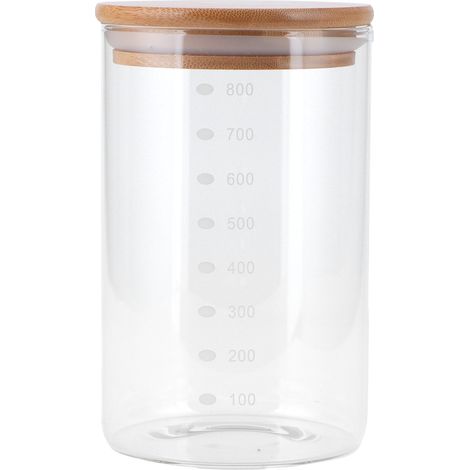 Pot de conservation alimentaire en verre borosilicate avec couvercle bambou - 800ml pour cuisine
