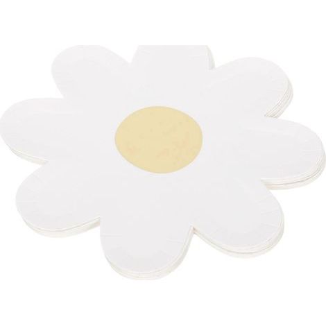 Set mit 20 Einwegtellern in Blumenform, ideal für Partys und Picknicks. – 18,00 x 18,00 x 0,50 cm – Weiß (1/4)
