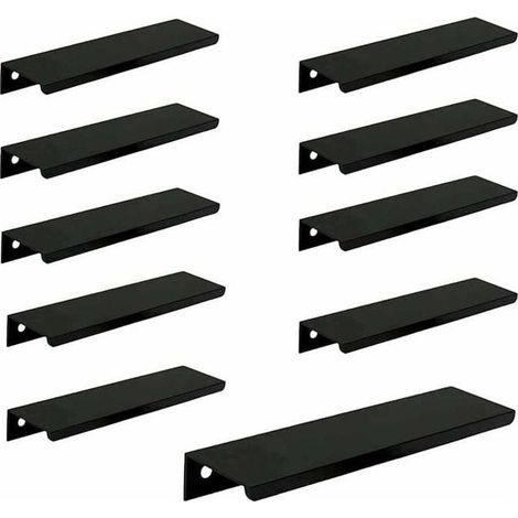 Online Store - (Noir)Lot de 10 Poignée Noir Poignée de Meuble Noir- Poignée Invisible Poignee de Meuble Cuisine Noir Poignée Meuble Noir Mat en (1/5)
