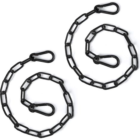 Set mit 2 Kettenschlössern für Tore, 51 cm lange Edelstahlkette mit Karabinerhaken für Außenzäune, Tierkäfige, Ziegen- und Kuhzubehör (schwarz) - AquaForge