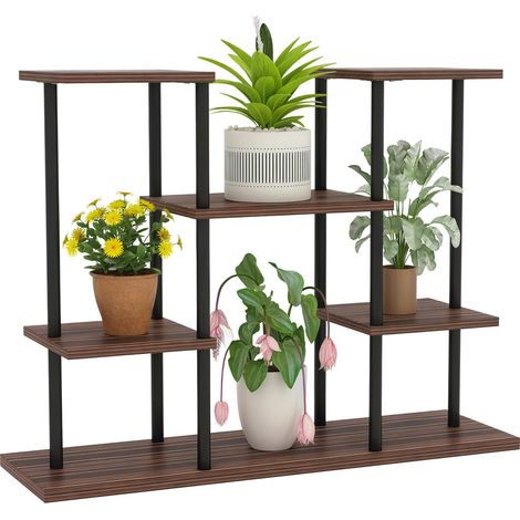 4 Niveaux - Porte Plante et Support Pots de Fleurs pour Rangement Végétal, Structure Stable en Bois et Métal (1/5)