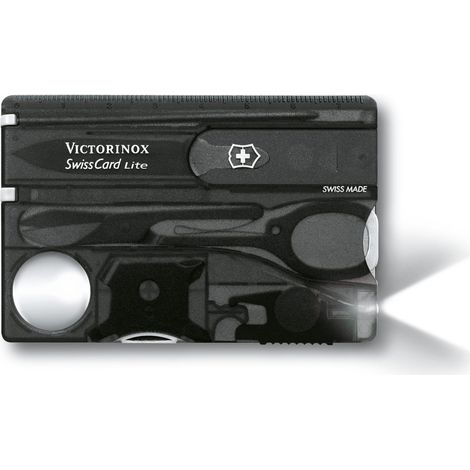Victorinox SwissCard Lite Translucent Black - Compact Multi-Tool with Card-Size Design in Blister Pack