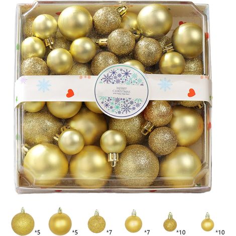 Boules De Noël - 44 Pièces En Plastique - Diamètre 5 Cm - Décoration Arbre De Noël Fête Maison Mariage - Or (1/5)