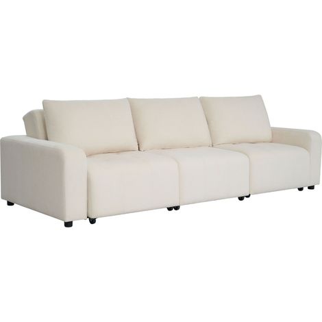 Canapé 3 places convertible et modulable Castelo Tissu texturé Crème (1/5)