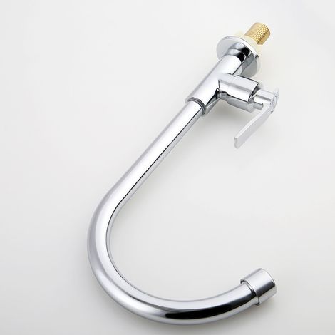 Rubinetto per acqua fredda, rubinetto a barra in acciaio inox per montaggio su piano in un unico foro ad arco alto. (1/3)