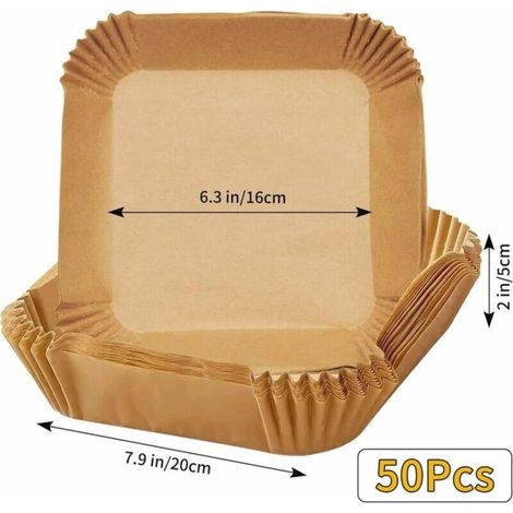 100 Blatt Backpapier für Heißluftfritteusen, Papier für fettfreies Frittieren, Einweg-Backpapier für Heißluftfritteusen, rundes Backpapier für Mikrowelle, Pizzablech, Brotkorb (1/5)