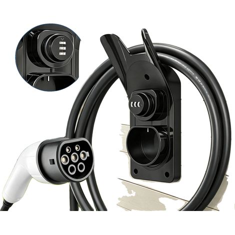 EV-Ladegerät Halter, IP54 Bewertung, langlebige PC/ABS Konstruktion, Typ 2 Kompatibilität, Diebstahlsicheres Schloss, platzsparende Wandmontage (1/5)