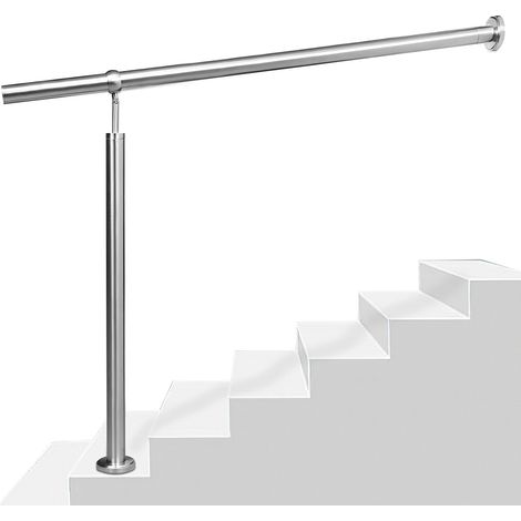 TolleTour Ringhiera per scale in acciaio inox 150 x 90 cm, corrimano argento da parete