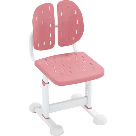 Chaise de Bureau pour Enfant 3 Ans+ Réglable en Hauteur avec Double Dossier et Assise Respirante, Structure en Métal, Charge 100KG, Rose (1/5)