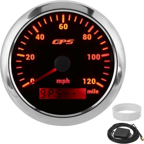 85mm/3.35″ 120MPH GPS Speedometer Odometer IP67 for Stepper Instruments (Black) (1/5)