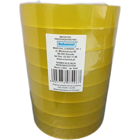 NASTRO 18MM x 60M TRASPARENTE CONFEZIONE 8 PEZZI. SCHEMA 4967 (1/4)