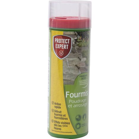 Insecticide biologique anti-fourmis 250 g – Action choc longue durée – Poudrage, pulvérisation et arrosage – Efficace contre araignées et cafards – Protect Expert (1/5)