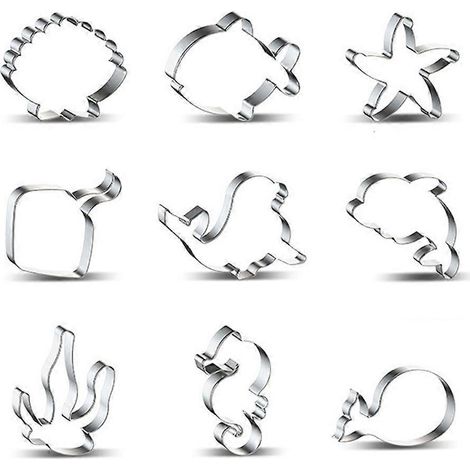 9 Pièces Emporte-Pièces en Acier Inoxydable pour Biscuits DIY Formes Vie Marine (1/4)
