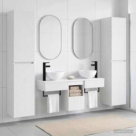 vidaXL Set di mobili per il bagno 5 pz Bianco 33 x 34,5 x 160 cm (1/5)