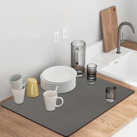 Tapis Séchage Vaisselle - 40 x 30 cm - Multicouche Absorbant Antidérapant - Pour Cuisine Café Évier - 2 Pièces (1/5)