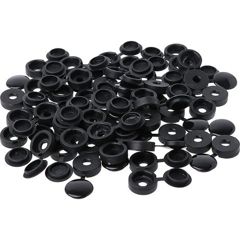 – Packung mit 100 schwarzen Kunststoff-Schraubenkappen – Dekorative Abdeckungen für Schrauben bis 5 mm – Schutz vor Staub und Feuchtigkeit (1/5)