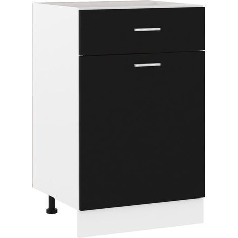 Armoire de plancher à tiroir, Armoire de cuisine, Elément bas de cuisine Noir 50x46x81,5 cm Aggloméré HYB58407 (1/5)