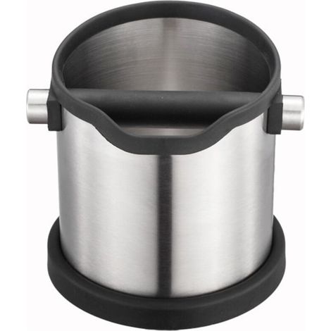Knock box, Poubelle de table à café en Inox, Récipient de récupération à marc de café, avec contour en silicone et en caoutchouc. Seau, Pot à marc ou dosettes (1/5)