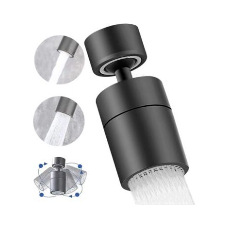 Schwarzer Wasserhahn-Luftsprudler, 360° drehbar, 2 Wassersparmodi, für Küche und Bad