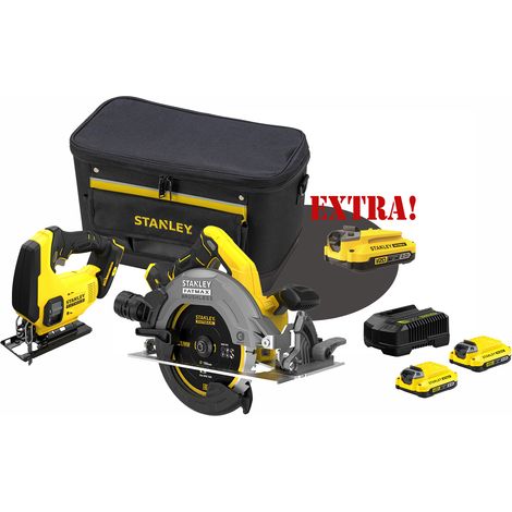 Kit Sega circolare a batteria 18V Brushless V20 SFMCS550B + Seghetto alternativo a batteria 18V V20 SFMCS600B + Set energia + EXTRA OMAGGI FATMAXB. STANLEYB.