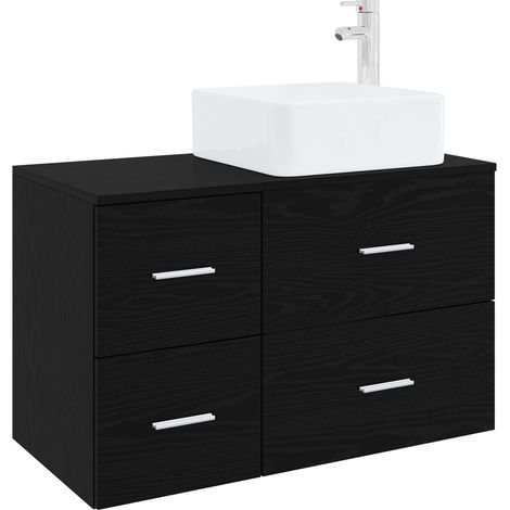 Badezimmermöbel-Set 2 pcs Schwarze Eiche Holzwerkstoff vidaXL
