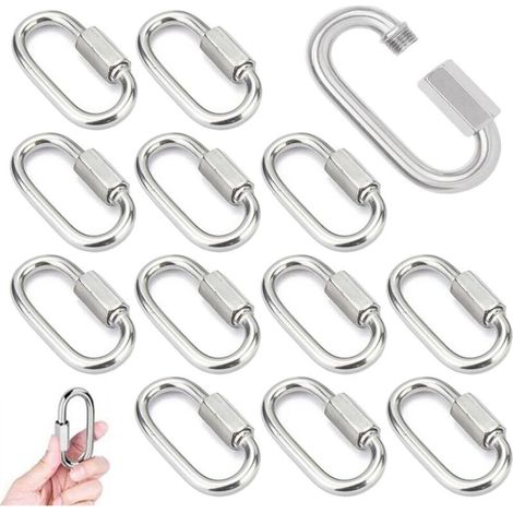 Moschettoni a vite di bloccaggio in acciaio inox 304 – Confezione da 14 pezzi M4, per corde, catene e attrezzature di sollevamento