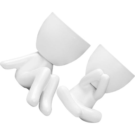 2 pièces Pot Céramique Design Moderne Forme Humaine Lot de Jardinières Décoratives Durables pour Plantes et Décoration de Bureau (1/5)