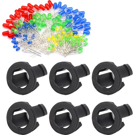 Support de diode LED (200 pièces) en plastique noir, 5 mm, accessoire pour composants électroniques (1/5)