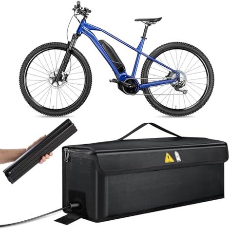 Sac à batterie vélo électrique, ignifuge, antiexplosion, grand coffre de sécurité pour batterie Lipo, avec attaches, fermeture éclair, guide-câble pour stockage, transport et charge.