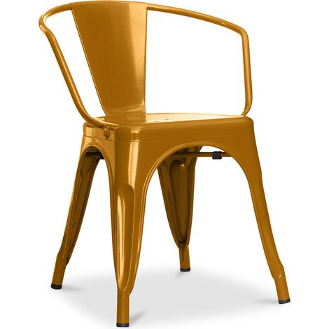 Esszimmerstuhl mit Armlehnen - Industriedesign - Stahl - Neuauflage - Stylix Gold