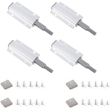 Magnetische Türstopper für Schranktüren, 4 Stück, Silber, Aluminiumlegierung und Kunststoff, kompakt und leicht, für Badezimmer (1/5)