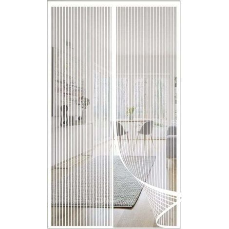Porte moustiquaire magnétique. rideau de porte anti-mouches. moustiquaire de porte à fermeture magnétique. fermeture automatique. 100x210CM blanc (1/3)