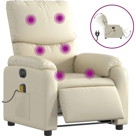 Maison Exclusive - Massagesessel Elektrisch Creme Kunstleder
