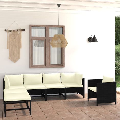 Salon de jardin 7 pcs - Canapé de jardin - Ensembles de Meubles d'exterieur - avec coussins Résine tressée Noir Chic-661654 (1/5)