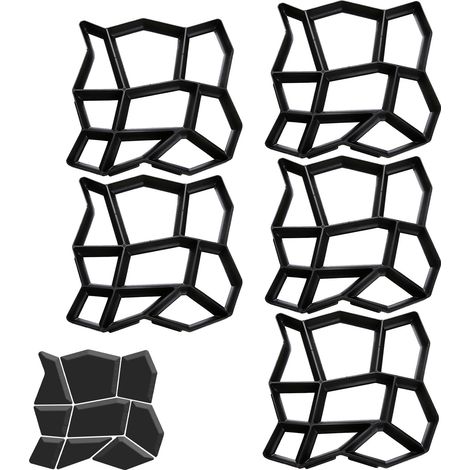 SWANEW 5stk Pflasterform Kunststoff, 43x43x4cm, Betonform Gehweg, Schalungsform für Garten, Terrasse, Pflasterformen (1/5)