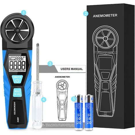 Anémomètre numérique avec écran rétroéclairé, adapté aux voiliers, au surf, aux drones et autres véhicules volants disponible en plusieurs couleurs. (1/5)