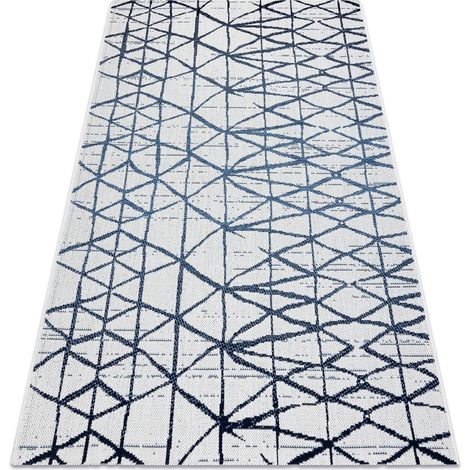 Tappeto COLOR 47278306 SISAL linee, triangoli beige / blu beige 140x200 cm