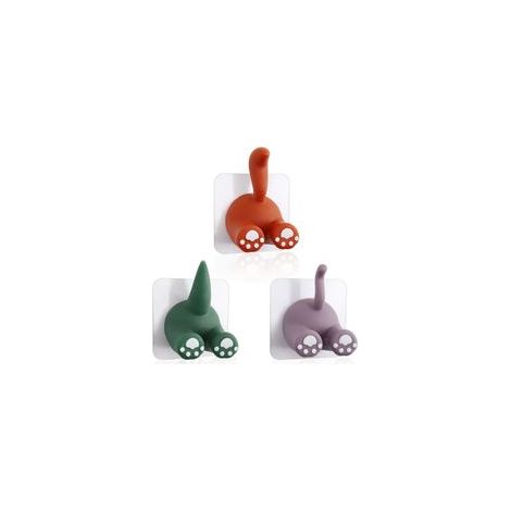 Lot de 3 crochets muraux adhésifs queue d'animal, porte-brosse à dents, cuisine, salle de bain – (1/4)