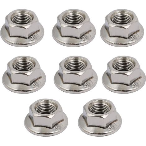 8PCS M10x1.25mm filetage métrique acier inox 304 écrou embase hex (1/4)