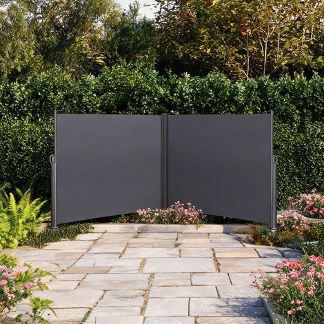 Pare-vent escamotable 180 x 600 cm gris aluminium (1/5)
