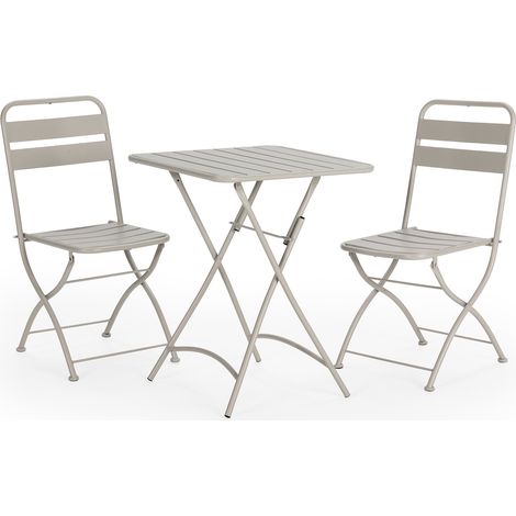 Set da bistrot da giardino grigio 3 pezzi Perla, tavolo e 2 sedie