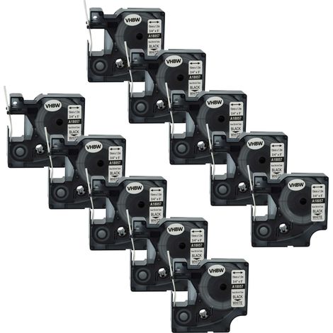 vhbw 10x Label Tape Replacement for Dymo 18057 for Label Printer, Black on White, Heat Shrink Tape, 19 mm (1/4)