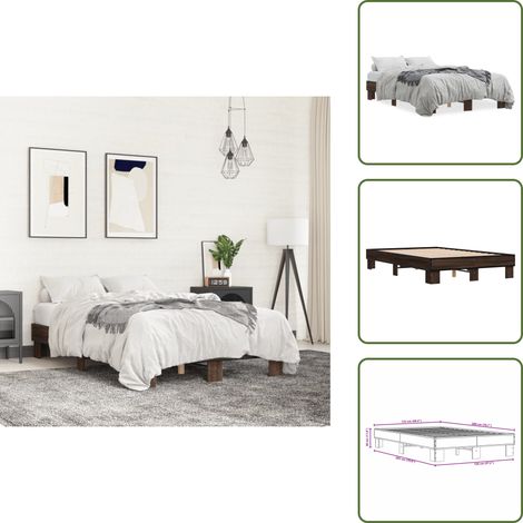 Cama de metal - vidaXL Estructura cama madera ingeniería metal marrón roble 120x200 cm - Cama de madera ingeniería