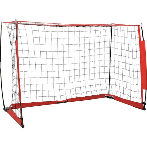 But de football pliable portable en acier et fibre de verre noir et rouge 184 x 91 x 124,5 cm - PANGIVO (1/5)